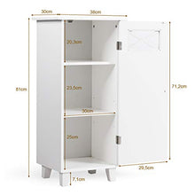 COSTWAY Armadietto da Bagno con Singola Porta a 3 Ripiani, Mobiletto Portaoggetti da Terra, 81 x 38 x 30 cm, Bianco