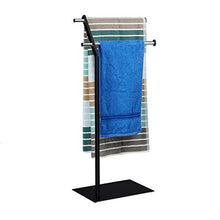 Relaxdays 10021740 Portasciugamani da Terra Cromato, Design raffinato, Due Bracci, HxLxP: 88 x 42 x 24 cm, Nero
