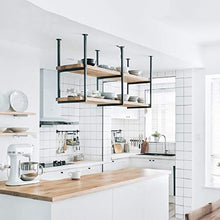 Porta bottiglie da vino Portabottiglie a 2 livelli Mensola a soffitto Rack di stoccaggio decorativo a sospensione Mobiletto pensile in ferro battuto in legno LOFT Retro Industry per Ristorante/ Bar/ C