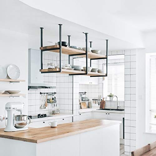 Porta bottiglie da vino Portabottiglie a 2 livelli Mensola a soffitto Rack di stoccaggio decorativo a sospensione Mobiletto pensile in ferro battuto in legno LOFT Retro Industry per Ristorante/ Bar/ C