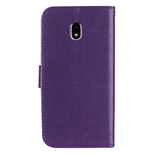 Robinsoni Cover Compatibile con Samsung Galaxy J530 Case Scintillare Glitters Lucido Portafoglio Libro Custodia Retro 3D Rosa Stampato Pelle PU Libretto Cover Foglio Flip Magnetica Fiore Caso, Viola