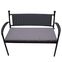 PrimoLiving Elegante panchina da giardino in polyrattan con morbido cuscino in grigio scuro nero