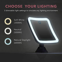 Fancii 10x Specchio Ingranditore per Trucco con Luce LED, Ricaricabile - 3 Modalità di Illuminazione, Dimmerabile, Ventosa Potente, Tocco Intelligente, Specchio Illuminato per Bagno o Viaggio (Mira 2)