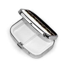 Scatola quadrata per pillole per medicina, bianco/nero e oro, quadrifoglio e damascato alla moda, organizer per pillole da viaggio per integratori di vitamine