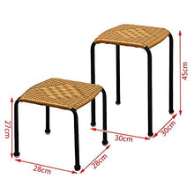 QTWW Aspetto in Rattan - Sgabello impilabile in Tubo di Acciaio Inossidabile - Adatto per Giardino, Soggiorno, Camera da Letto, terrazza o Balcone e Campeggio, 1 Sgabello Alto e 1 poggiapiedi