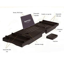 Mensola per Vasca in Legno Massello, Caddy Retro Allungabile con Porta Bicchiere da Vino E Porta iPad/Vaschetta Portaoggetti per Libri, Adatta per La Maggior Parte delle Vasche da Bagno, Marrone