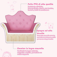 GOPLUS Divano con Poggiapiedi per Bambini, Poltrona Morbida con Struttura in Legno, Set di Divano e Pouf da Soggiorno, Rosa, 58x40,5x48 cm