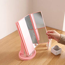 Specchio per il trucco, Specchio per ingrandimenti trittico con 22 LED, Specchio Illuminato 3X 2X con Touch Screen, Doppio Alimentatore, ruotabile di 180 Gradi (Colore : Nero)