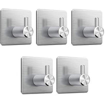 Veramz Ganci Adesivi, Gancio Adesivo Impermeabile in Acciaio Inox, Adesivo Ganci Portasciugamani en 304 Acciaio Inox 3M per Cappotti, Borsetta, Asciugamani, Bagno, Cucina (5 pezzi) (Ganci Adesivi)