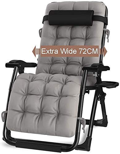 Sedia a sdraio reclinabile per esterni Zero Gravity Lettino prendisole pieghevole regolabile con portabicchieri, Sedia a sdraio extra larga per patio, giardino, spiaggia, piscina, con supporto cuscini