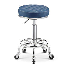 SXRDZ Bar Sgabello con rotelle, Spa Sgabello con Blue PU Sedile in Pelle Sintetica, Altezza Regolabile 45-55 cm, Peso 160 kg supportati, Scopare Bellezza Sgabello for saloni Manicure Beauty Spa Salon