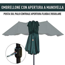 Outsunny Ombrellone da Giardino 460x270x240cm Doppio con Apertura a Manovella, Acciaio e Poliestere Verde