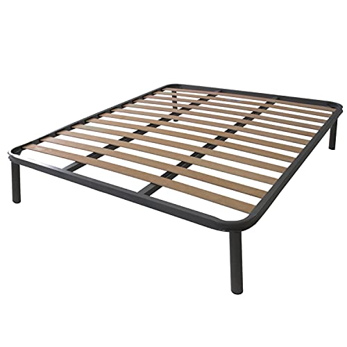 SomnusSana - Rete in Ferro con Piedi e Doghe in Legno cm140x190 H40 per materasso Francese