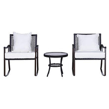 Outsunny Set 2 Sedie a Dondolo da Giardino con Tavolino con Cuscini Esterno Rattan Marrone