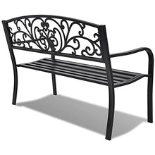 EBTOOLS - Panca da giardino in metallo resistente, panchina da giardino con schienale e braccioli, panca, per giardino, parco, terrazzo, esterno, 127 x 60 x 85 cm, decorazione per esterni