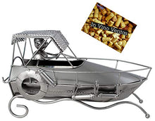 Brubaker Portabottiglie per Vino - Motoscafo Barca da Regata - Decorazione in Metallo - Portabottiglie con Biglietto d'Auguri - Regalo del Vino