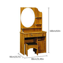 3 Scaffali Di Stoccaggio & Va Bene-lato Armadietto Di Stoccaggio Per Le Donne,Moderno Tavolo Da Trucco Con Specchio E Sgabello,3 Cassetti,Specchiera Tavolo Cosmetici Tavolo Cosmetici-B 80x40x160cm(31x