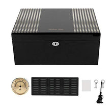 Porta Humidor per sigari, portasigari in legno elegante da viaggio portatile Scatola per sigari di grande capacità con umidificatore, vassoio di cedro rimovibile, contiene 120 sigari (nero)