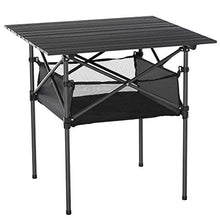 Outsunny Tavolo da Campeggio Picnic Pieghevole, Salvaspazio e Arrotolabile con Borsa da Viaggio, Nero 70x70x69cm