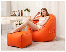 HongTeng Divani in Pelle Divano Pigro Tatami Fagiolo Borsa Camera Balcone pisolino Comodo Divano Piccolo Computer Lounge con poggiapiedi 80 × 80 cm (Color : Orange)