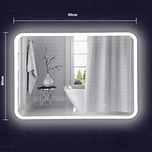 Mr. Claymore, specchio da bagno con illuminazione, 60 x 80 cm, specchio da parete con interruttore touch, specchio con illuminazione, specchio grande, specchio a LED, Bathroom Mirror