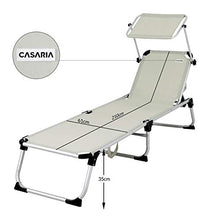 Casaria Lettino Prendisole Malta in Alluminio 210cm 150kg con Tetto Parasole Sdraio da Spiaggia Lettino da Giardino in Tanti Colori