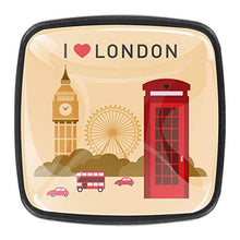 Home - Set di 4 pomelli quadrati per armadietti da cucina, credenze, mobili, mobili, cassetti, cassettiera, cassetti e cassetti con scritta "I Love London Symbols Big Ben