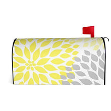 Moderna gialla e grigia Dahlia quadrata dal design unico magnetico per cassetta delle poste, copertura per giardino e cortile, dimensioni standard 53 x 45 cm