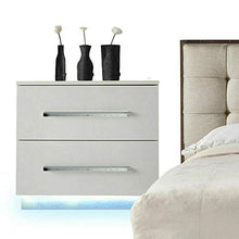 Comodino a LED con 2 cassetti con illuminazione a LED, moderno mobiletto per camera da letto, soggiorno, 55 x 37 x 50 cm
