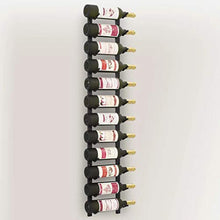 Portabottiglie da parete per bottiglie di vino, Scaffale per Vini Porta-Bottiglie in Ferro verniciato a polvere, per 12 bottiglie, 19 x 11 x 120 cm, Nero