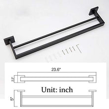 KTMK Set di Accessori per Il Bagno Appendiabiti Nero per Accappatoio Rail Rack Bar Mensola Portarotolo Portaspazzolino Accessori Bagno, Doppio Portasciugamani