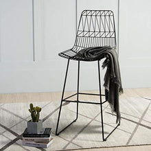 LXYPLM Sgabello Sedie Bar Barstools Ferro battuto Hollow Bancone Sedie Seduta con Schienale, Semplice for Il Tempo Libero Alti sgabelli for casa Pub Cafe Kitchen Arredo Bar Cucina (Color : Black)