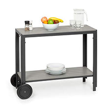 blumfeldt Menorca Roll - Tavolino da Servizio, Carrello con Rotelle, Dimensioni: 100 x 83 x 49 cm (LxAxP), 2 Ripiani, 2 Ruote, Materiale: Alluminio/Polywood, Rivestito a Polveri, Teak