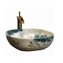 WEHOLY Lavabo in Resina Lavabo Rotondo da Incasso Ovale in Pietra Naturale Lavabo Rotondo retrò Creativo Jingdezhen Ceramica Hotel Lavabo antispruzzo