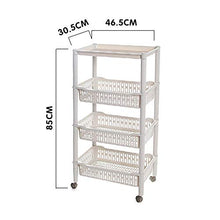 Quattro Ruote Portatile Strumento di archiviazione Carrello Mensola, Moderno e Minimalista scaffale in plastica Mobile Facile da Camera mensola del Bagno Beige 46.5X30.5X85CM Utility Cart
