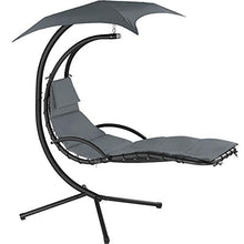 TecTake 800699 Sdraio Sospesa, Parasole Protezione Raggi UV, Sagomatura Ergonomica, Materassino Imbottito e Cuscino Poggiatesta - Disponibile in Diversi Colori (Grigio | No. 403545)