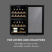 KLARSTEIN Barossa - Cantinetta Vino Doppia Temperatura, Cantina Vino, 2 Zone, Temperatura: 5-18 °C , Porta in Vetro, Display LCD, Illuminazione Interna a LED, Touch, Nero, 34 Bottiglie