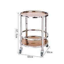 Carrello per Roll Bar/Carrello da Portata in Vetro con Struttura in Metallo E 2 Ripiani in Vetro Temperato, Carrello da tè/Vino con 4 Ruote, Ideale per Cucina, Hotel O Ristorante