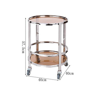 Carrello per Roll Bar/Carrello da Portata in Vetro con Struttura in Metallo E 2 Ripiani in Vetro Temperato, Carrello da tè/Vino con 4 Ruote, Ideale per Cucina, Hotel O Ristorante