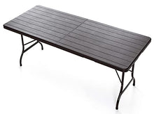 taddei Tavolo Pieghevole da Giardino 180x75x72 cm in Ferro Plastik Wood Marrone Scuro
