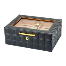 DZSF Legno di Cedro Cigar Humidor, casa portasigari in Pelle con Il Sigaro umidificatore, Doppio Strato Legno di Cedro Cigar Humidor,Grigio