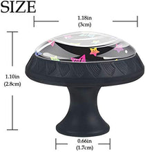 Motivo a stelle colorate Bling nero Pomelli per Porta Set di 4 Pomelli per Mobili Manopole per Cassetti Cucina Armadio Vetro