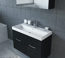 Mobile da bagno paso 02 80 cm lavabo nero lucido - Armadietto a specchio mobiletto lavabo mobili