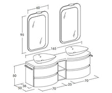 Dafne Italian Design Mobile da bagno con 2 lavabi - Misura: L.165 P.50/36 cm - Lavabi in ceramica - 100% made in Italy