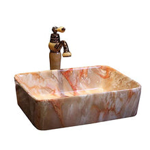 WEHOLY Lavabo in Resina Lavabo Quadrato da Incasso Ovale in Pietra Naturale Lavabo Quadrato in Marmo Creativo retrò in Ceramica Hotel Lavabo antispruzzo