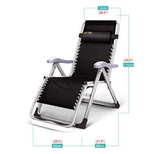 SHUAIIJUAN Sedia per il tempo libero domestico Sedie Zero Gravity Soggiorno con cuscino pieghevole Reclining reclinabili Sedie quadrato nero Heavy Duty gambe pieghevoli Prato Sdraio Sedie Max.150kg