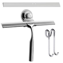 Zindoo Asciuga Vetri Doccia in Acciaio Inox, Lavavetri per Cabina Doccia, Spatola Doccia e Tergivetro per Doccia (2 Ganci a Parete autoadesivi + 1 Striscia di Gomma)