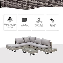 Outsunny Salotto da Giardino, Set Divani da Esterno con Tavolino da Giardino, Mobili da Giardino in Rattan Grigio