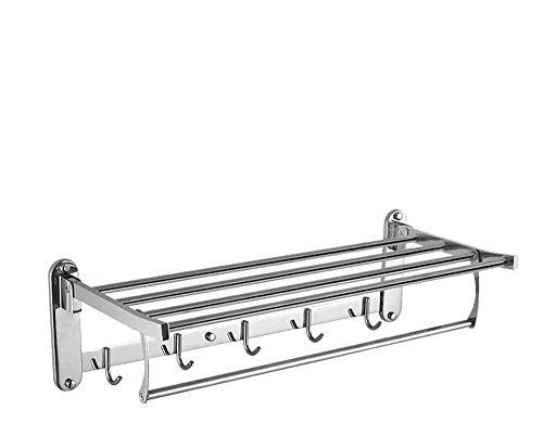 MBYW Portasciugamani Moderno Portasciugamani Elegante per Il Bagno di Moda Portasciugamani in Acciaio Inox Doppio Porta Asciugamani a Soffietto con Asta Bagno 304 Rack Appeso 60 * 22,5 * 17,5 cm