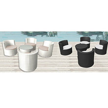 Bagno Italia Set 4 poltrone Bianco Marrone Scuro Cuscino Beige tavolino Rattan arredo Moderno Giardino Piscina Esterno I